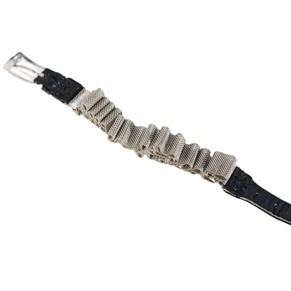 VINTAGE Metal Mesh + Genuine Alligator Belt Pat. 2245725 Sz M (up to 38") - Picture 3 of 4